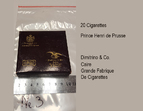 Asservat 3: weinrote Zigarettenschachtel / 20 Cigarettes / Prince Henri de Prusse / Dimitrino & Co. / Caire / Grande Fabrique /De Cigarettes