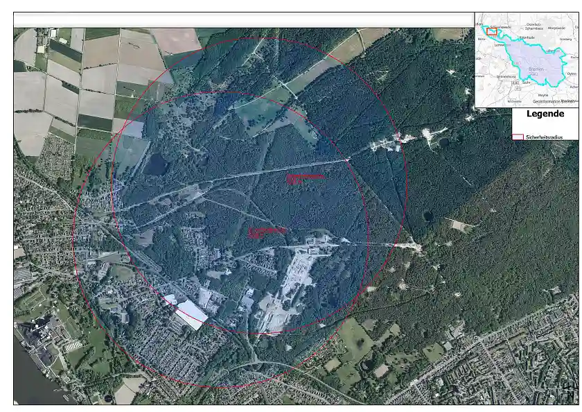 Evakuierungsradius der möglichen Bombementschärfung