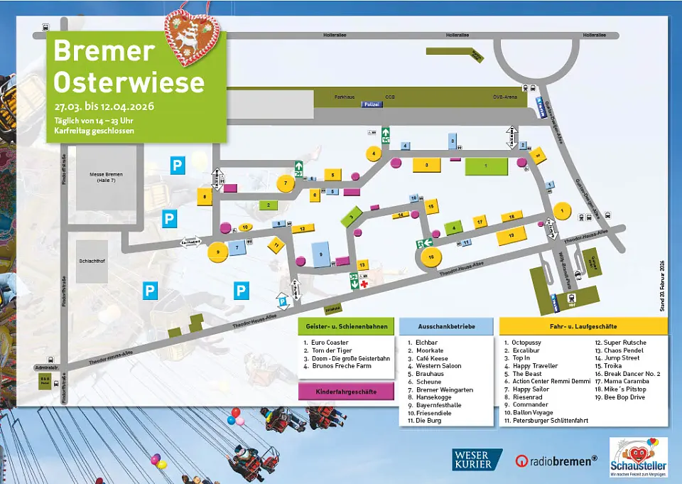 Lageplan und Fahrgesch&auml;fte der Osterwiese