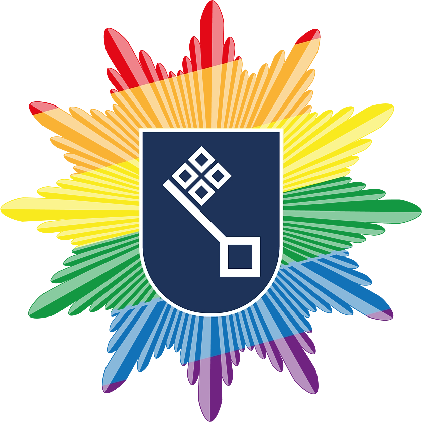 Das Bild zeigt den Stern der Polizei Bremen in Regenbogenfarben
