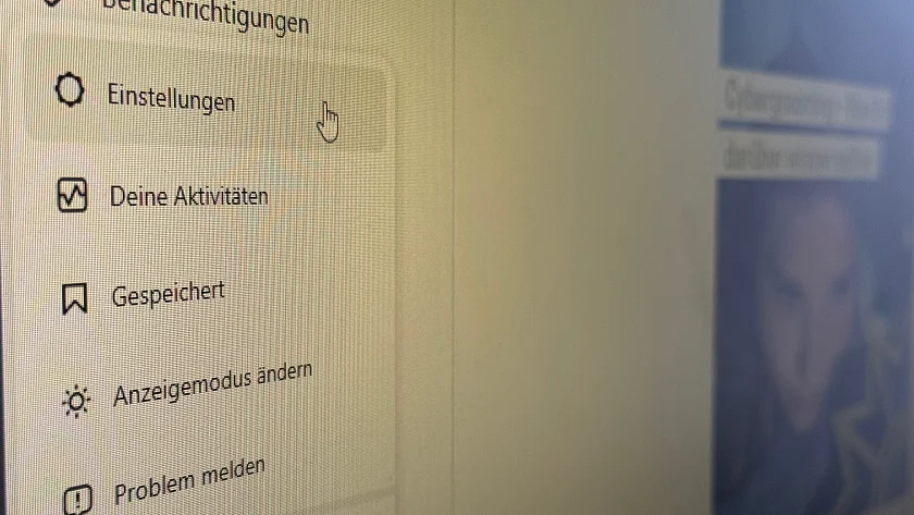 Desktopbild mit Einstellungsoptionen eines Accounts