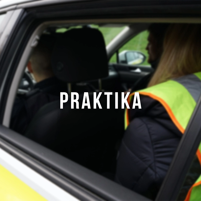 Auf dem Foto ist ein Streifenwagen zu sehen, in dem zwei Personen sitzen