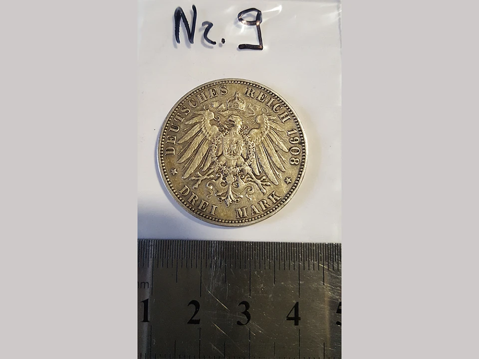 M&uuml;nze Nummer 9 - Deutsches Reich 1908 - Drei Mark