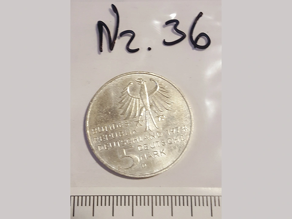 M&uuml;nze Nummer 36: Bundesrepublik Deutschland / 1974 / 5 Deutsche Mark / D