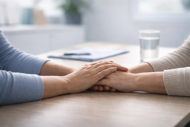 Hände, die sich berühren